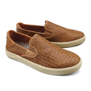 Olukai Lae'ahi Lauhala Mens Leather Slip On - Fox